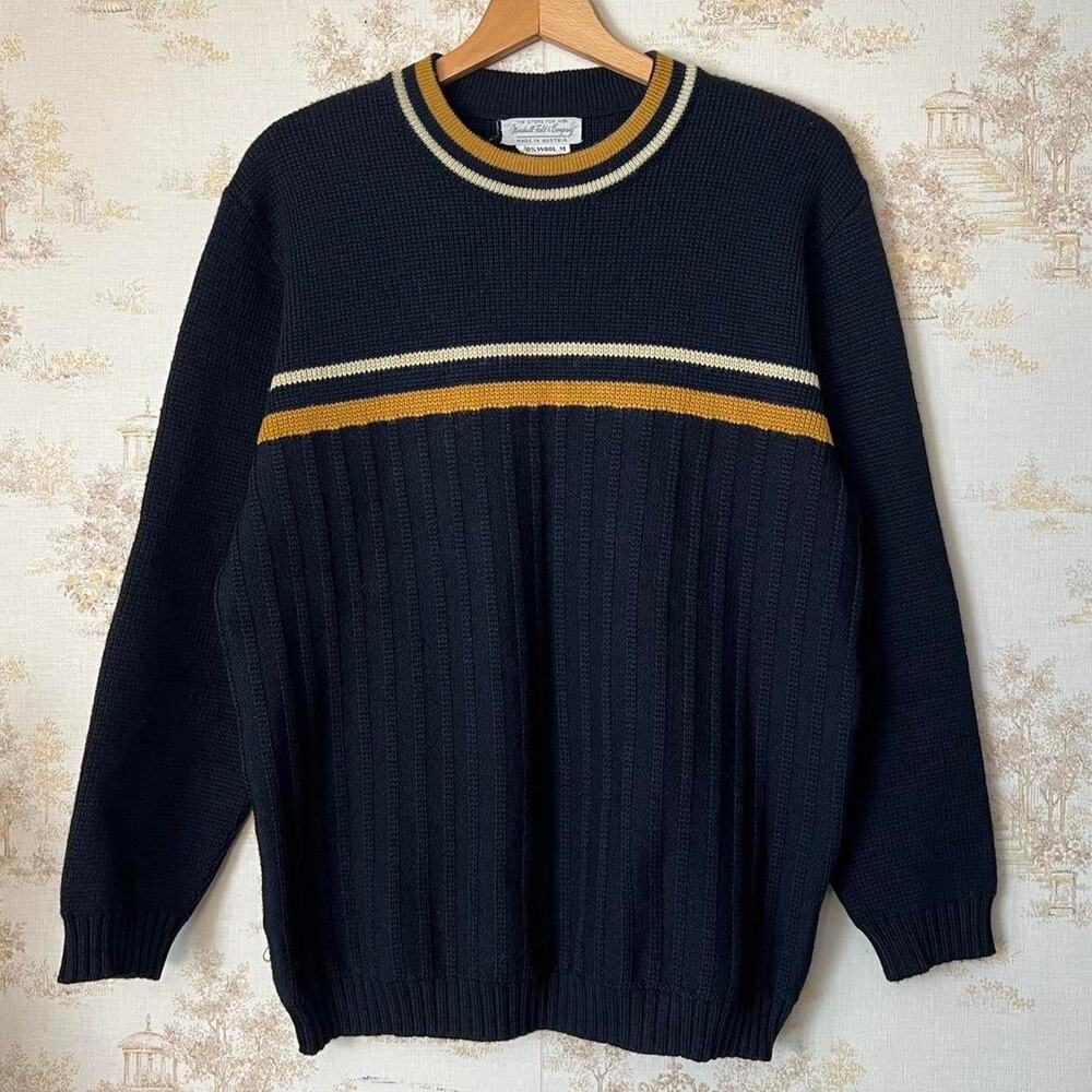 1960s Marshall Field & Co. Wool Sweater | Made in Austria | Chest Stripe | Sz M